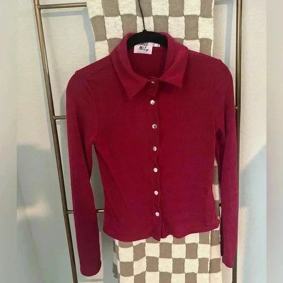 PRINCESS POLLY COLLARED TOP SIZE 4 - Picture 1 of 4